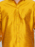 Vastramay Men's Yellow Cotton Silk Blend Shirt and Mundu Set